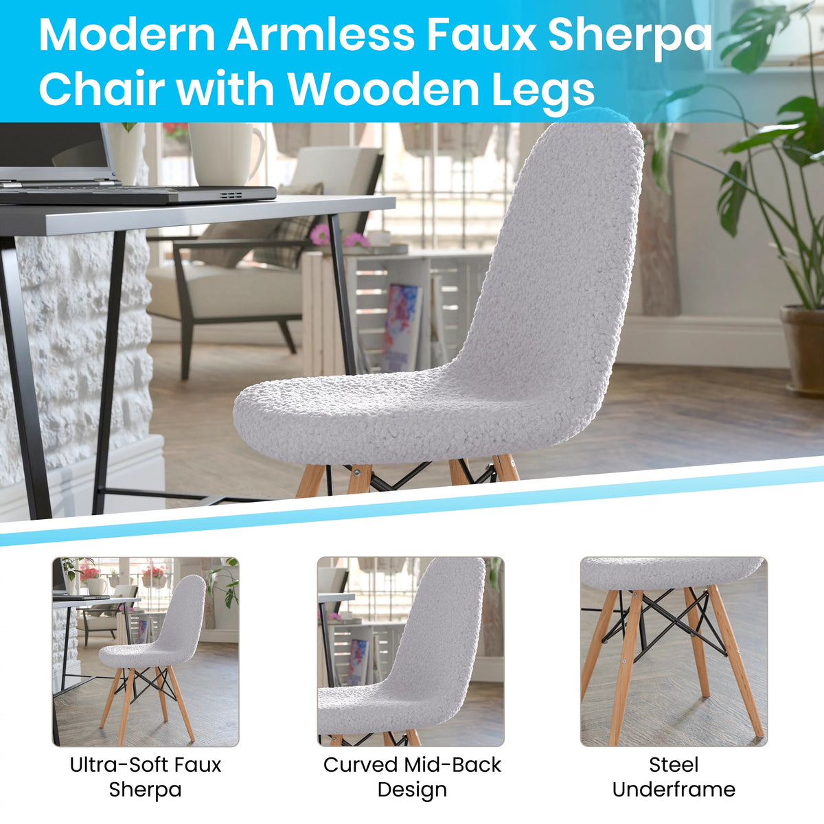 Set of 2 Gray Faux Shearling Accent Chair N45291