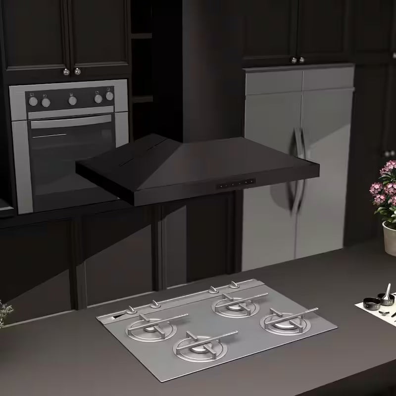 Black Stainless Steel Island Mount Range Hood Q6640