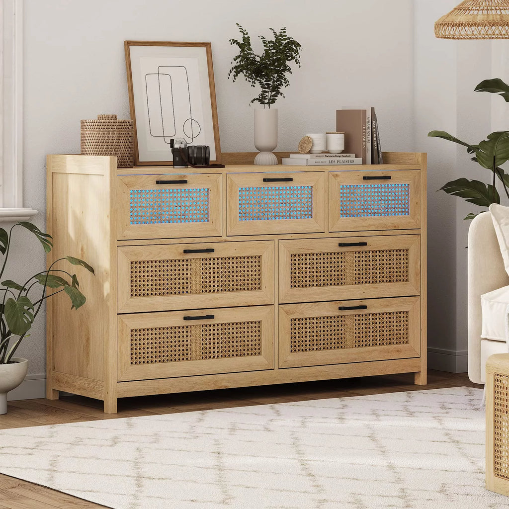 Natural 7 Drawer Rattan Dresser L31263
