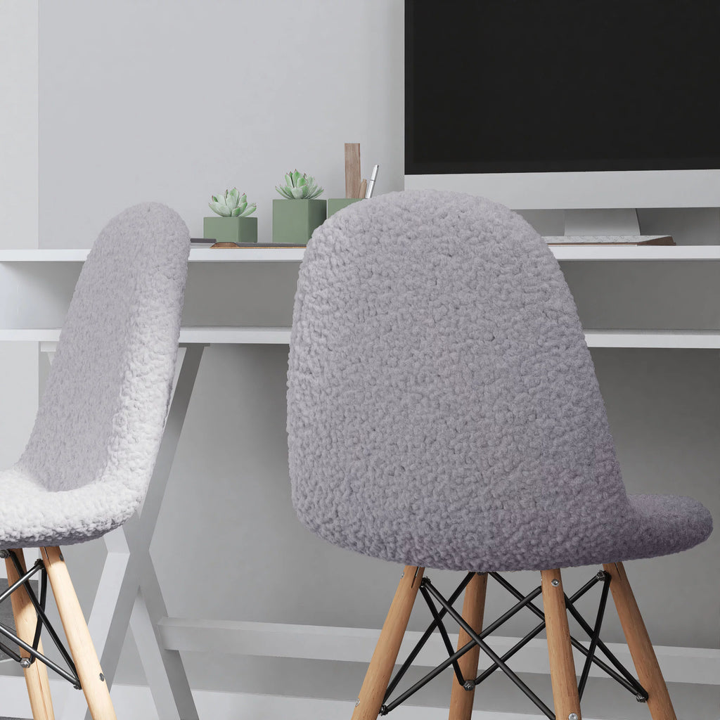 Set of 2 Gray Faux Shearling Accent Chair N45291