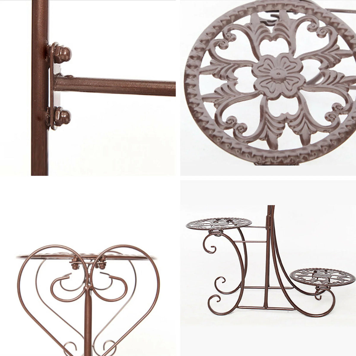 4 Tier Iron Plant Stand Wood Shelves N4482