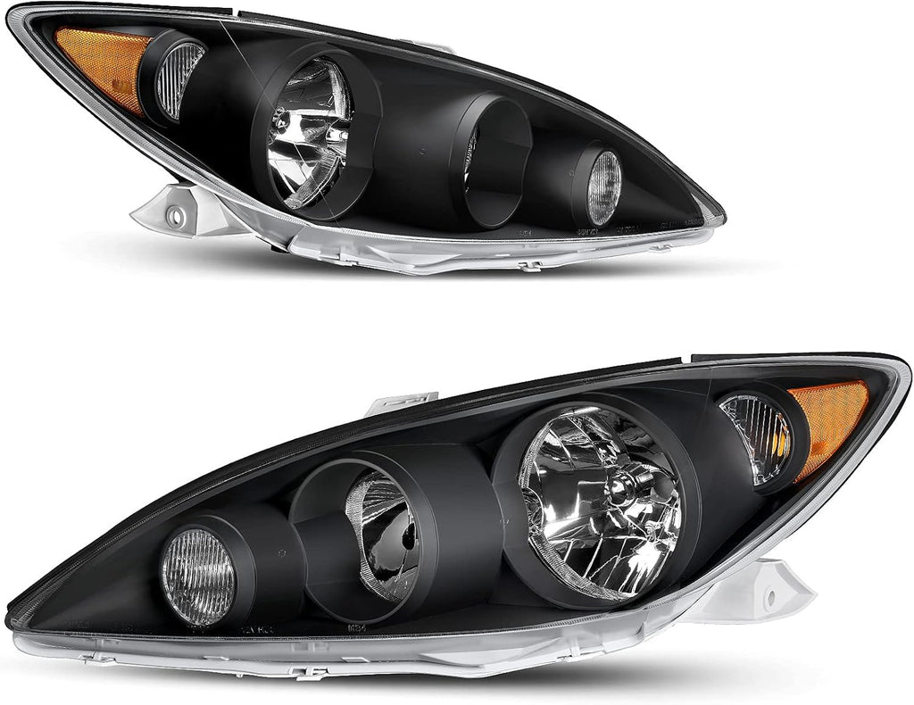 Headlight Assembly Compatible with 2005-2006 Camry Black Housing Clear Lens K720502