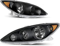 Headlight Assembly Compatible with 2005-2006 Camry Black Housing Clear Lens K720502