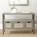 Antique Dark Walnut and Pewter 3-Drawer Console Table J735
