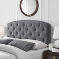Queen Size Grey Polyester Blend Upholstered Headboard S875423