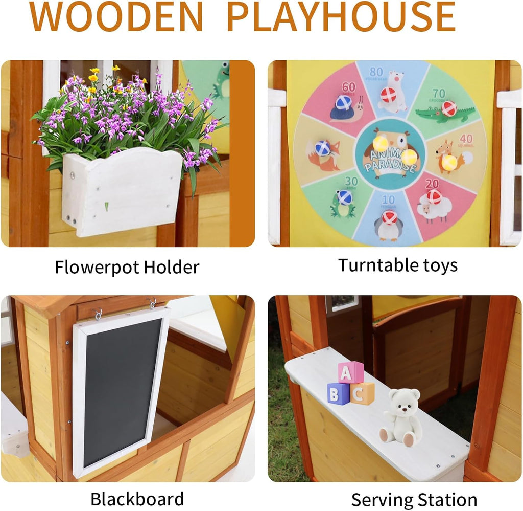 Wooden Playhouse with Working Door and Windows B558617