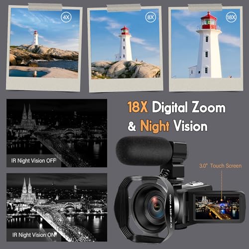 5K Video Camera 64MP Camcorder 18X Zoom WiFi Digital Camera U58388