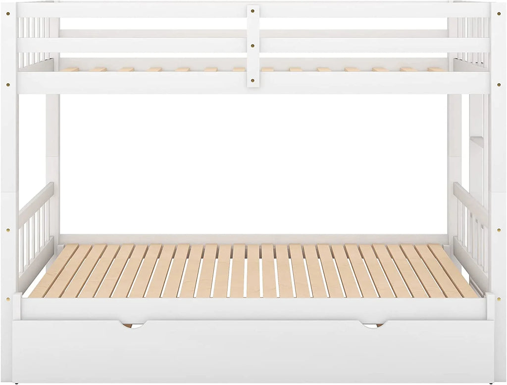 Twin Over King Wooden Bunk Bed with Trundle and Ladder W762