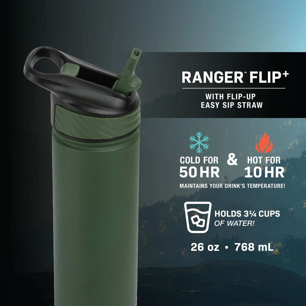 Stainless Steel Water Bottle with Straw 26 oz, Black D965450