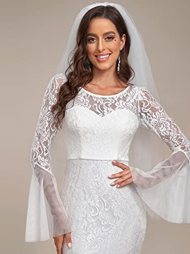 Sweetheart Illusion Neckline Lace Applique Bodycon Mermaid Wedding Dress O427
