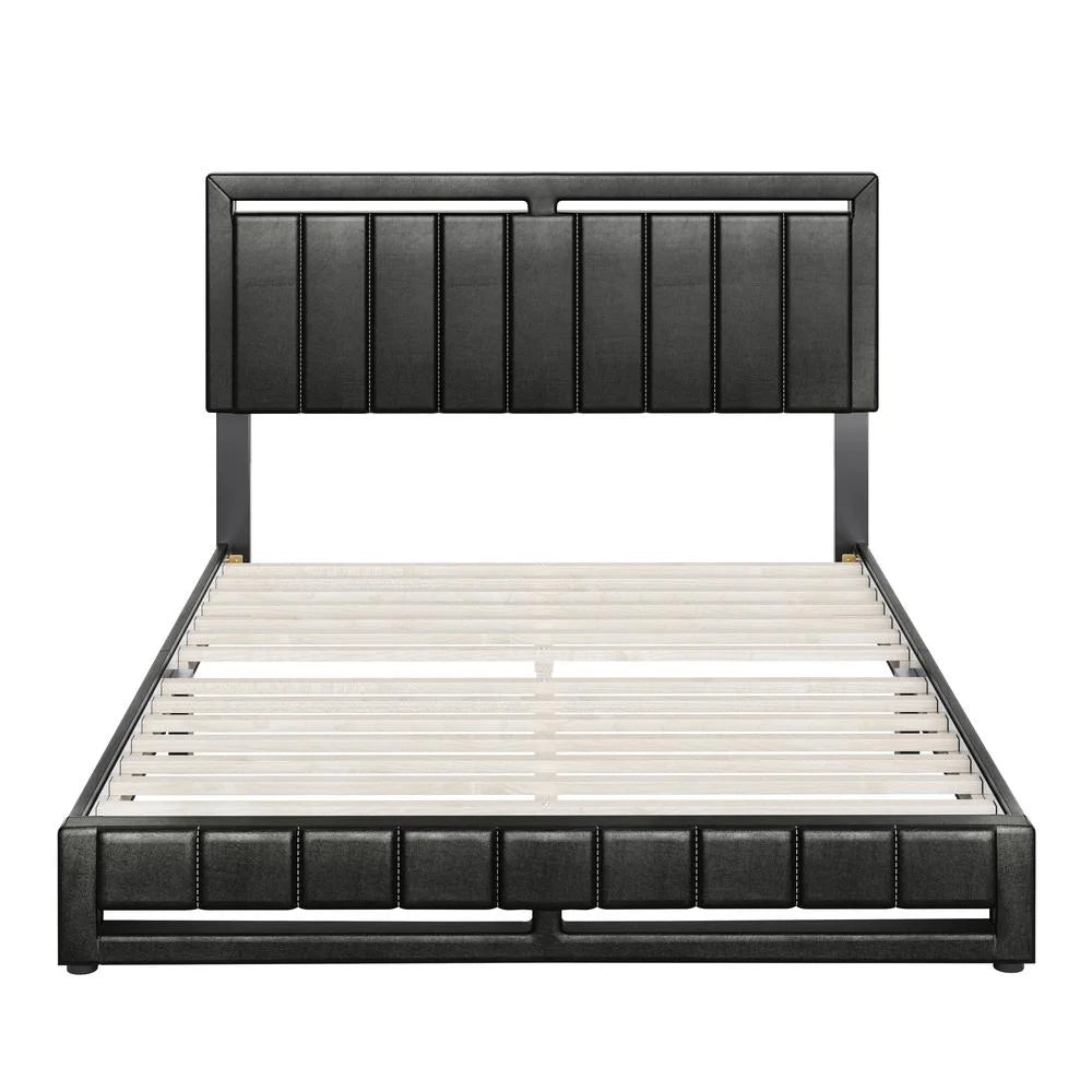 Faux Leather Upholstered Platform Bed W43100