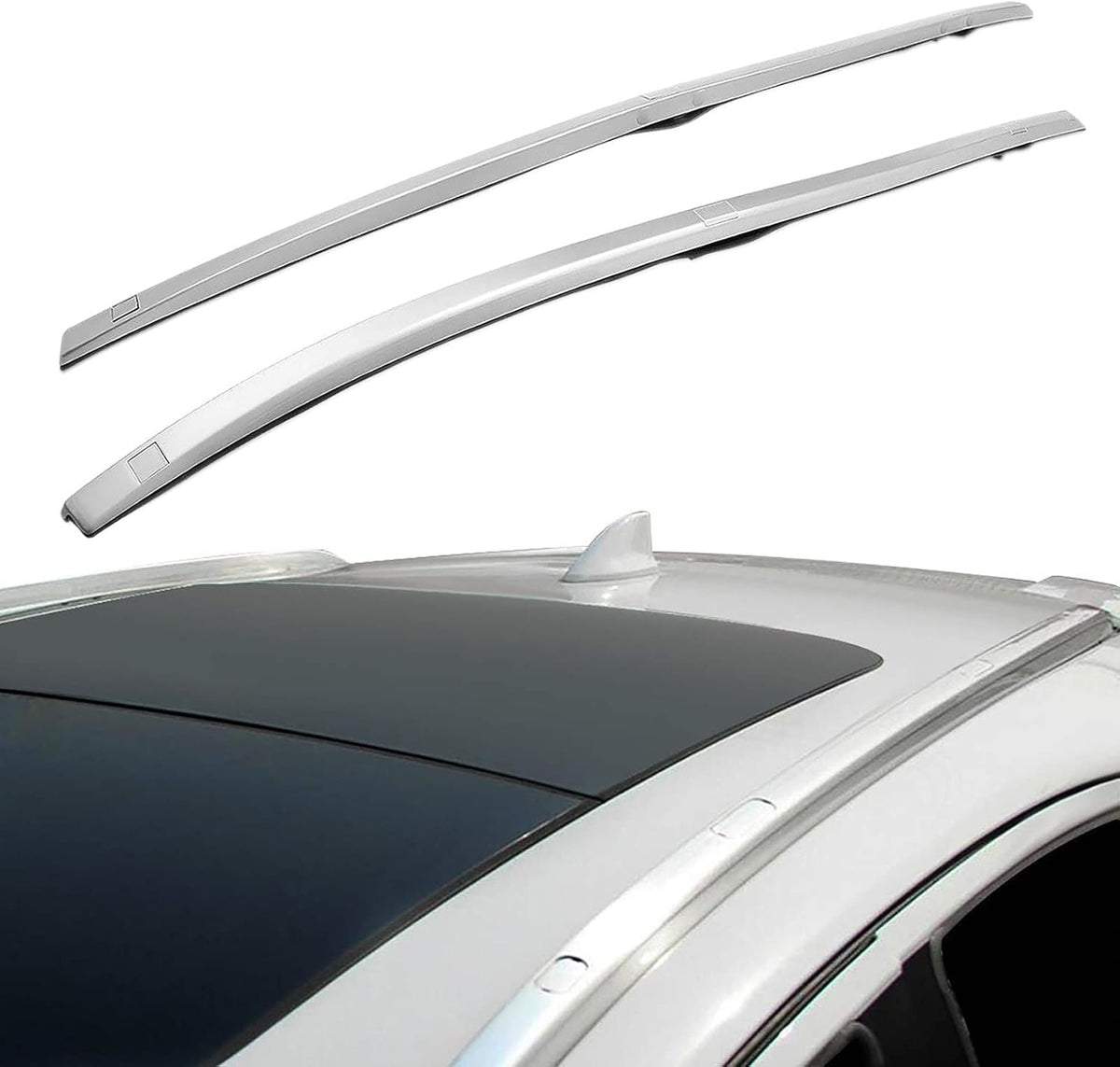 Silver 2 Pcs Car Roof Rack Side Rails M586