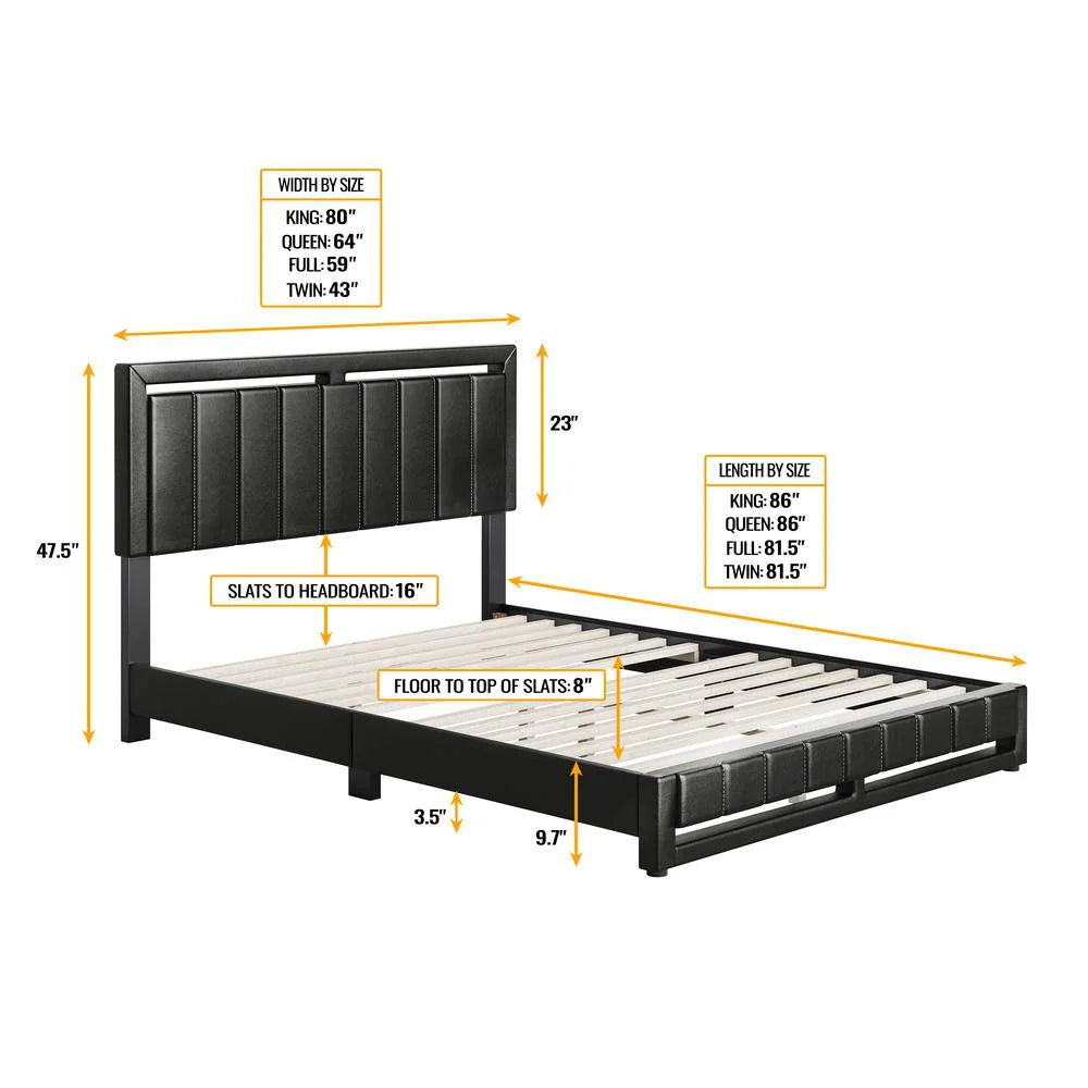 Faux Leather Upholstered Platform Bed W43100