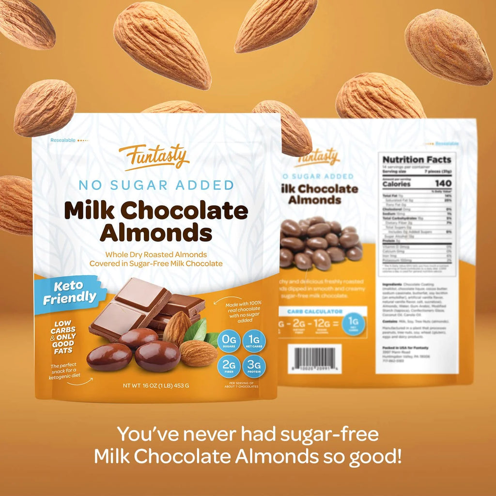 Sugar Free Milk Chocolate Covered Almonds 1 Pound Pack S822