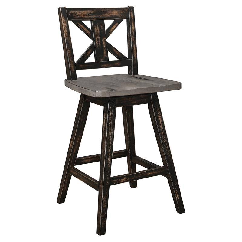 Distressed Gray Wood Swivel Counter Stools Set of 2 S1006