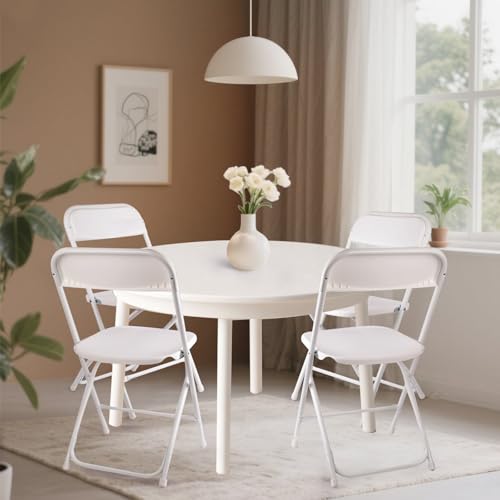 10 Pack White Plastic Folding Chairs 400lbs Capacity F904