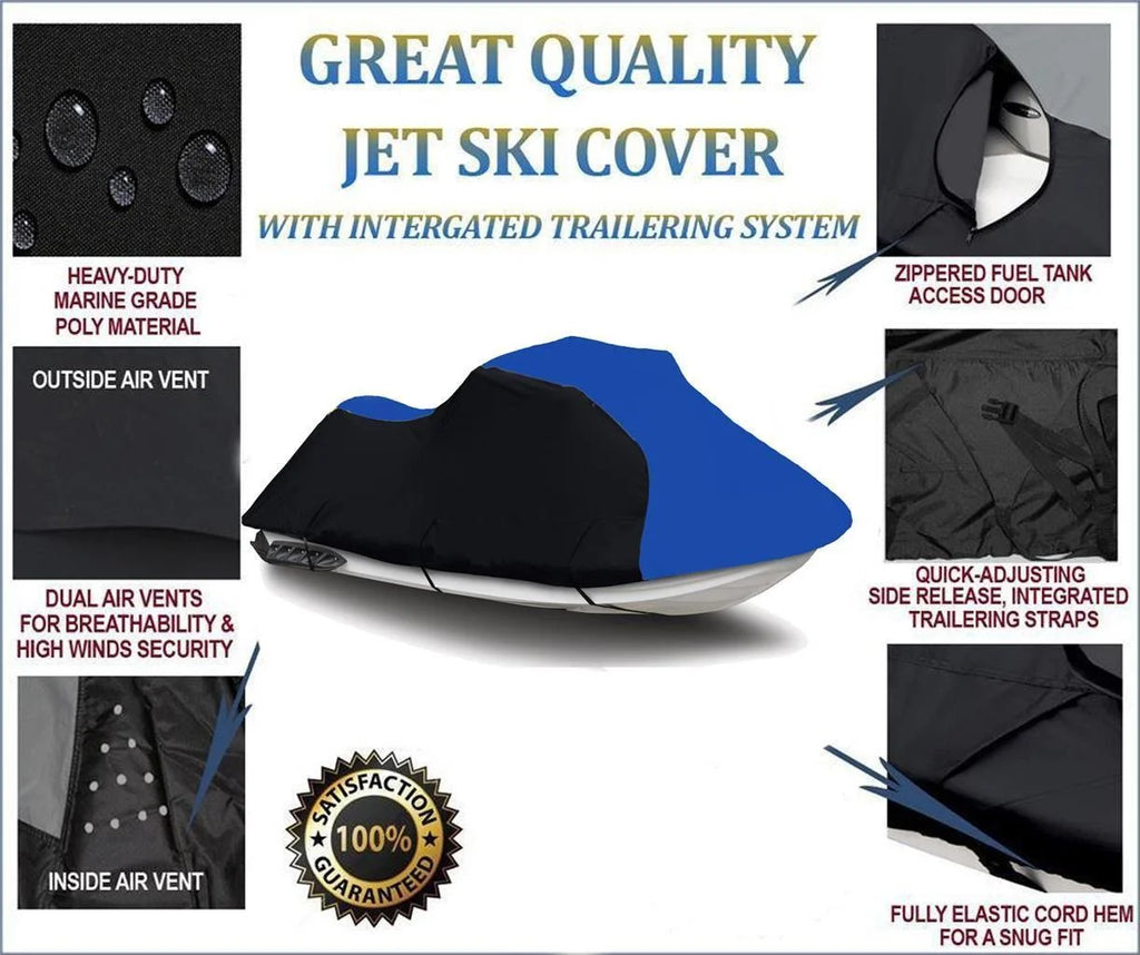 BLACK / BLUE HEAVY-DUTY 600D JET SKI Cover X658