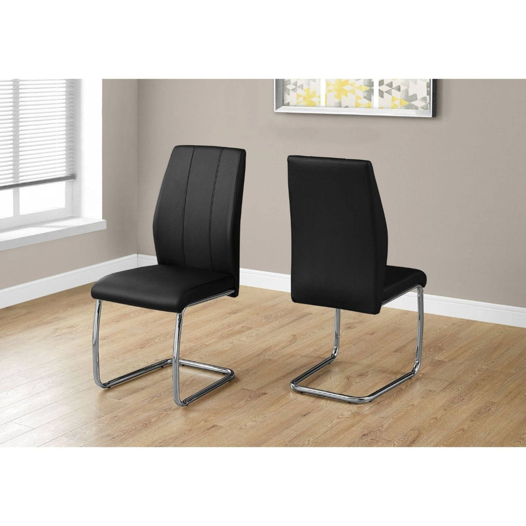2 Piece Dining Chair Black Leather-Look Chrome V5786