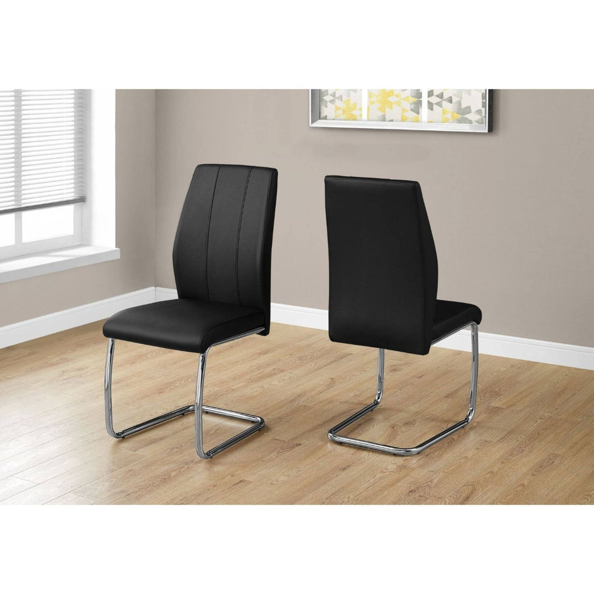 2 Piece Dining Chair Black Leather-Look Chrome V5786