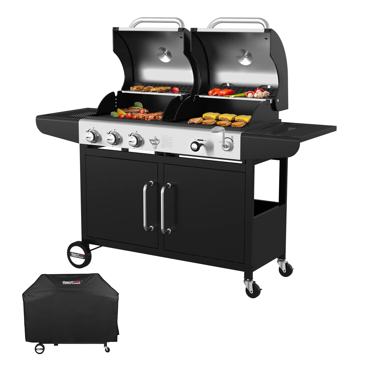 3-Burner Dual Fuel Gas and Charcoal Grill Combo with Cover M81806