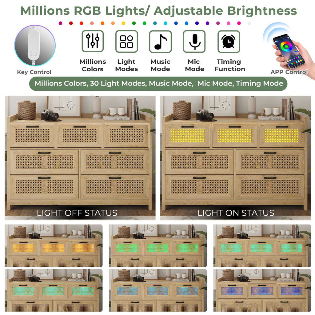 Natural 7 Drawer Rattan Dresser L31263