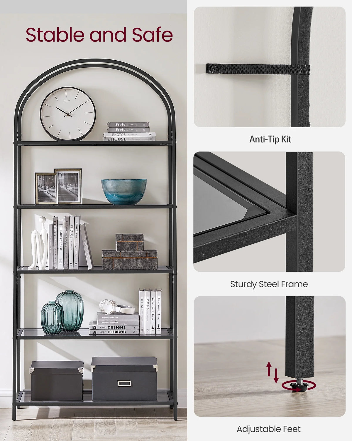 5-Tier Metal Bookcase A302