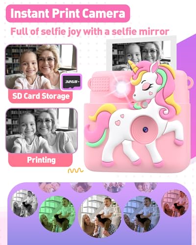 Pink Instant Print Kids Camera with 32GB SD Card O738