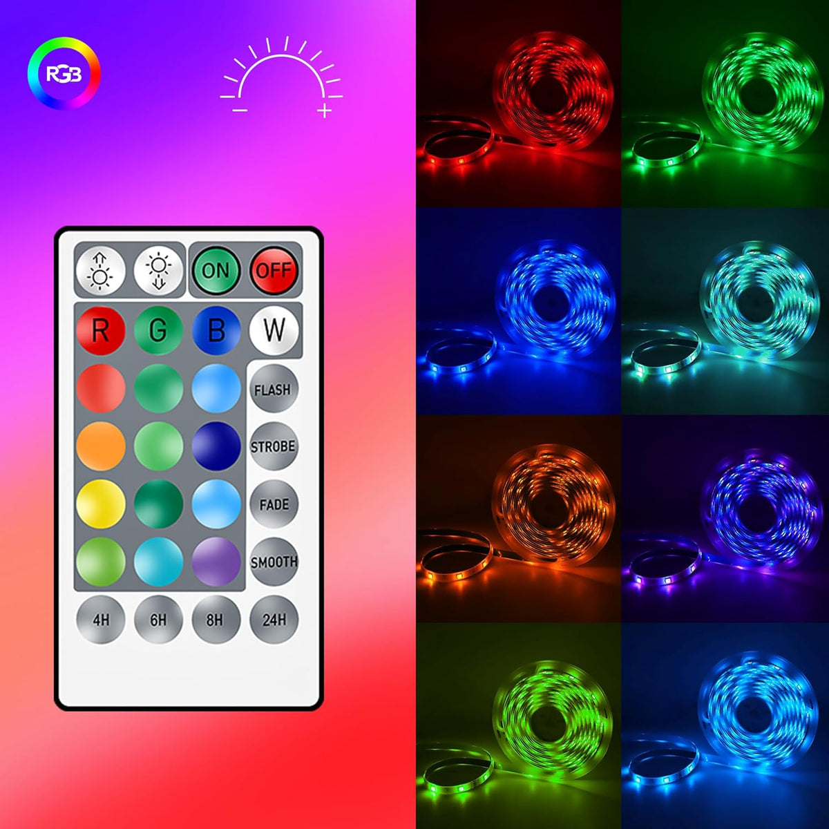 16.4FT 150 LED RGB LED Strip Lights with Remote Controller W5258