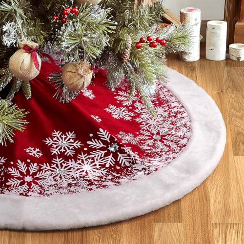 48 Inches Red Velvet Christmas Tree Skirt S79012