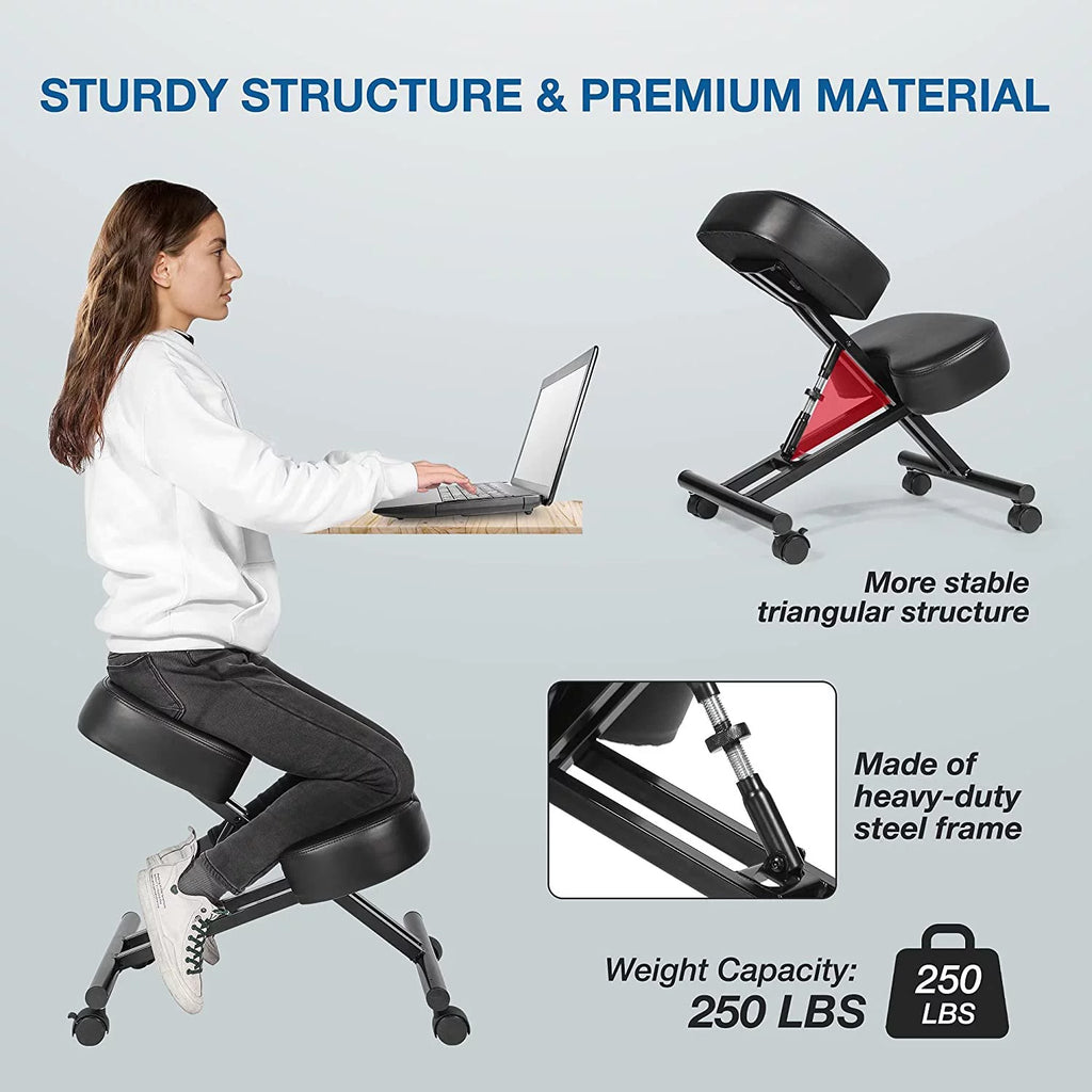 Ergonomic Kneeling Chair Adjustable Height Padded Knee Stool N6040