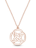 14k Rose Gold Plated 925 Sterling Silver Celtic Knot Pendant Necklace with 18" Rope Chain X2813