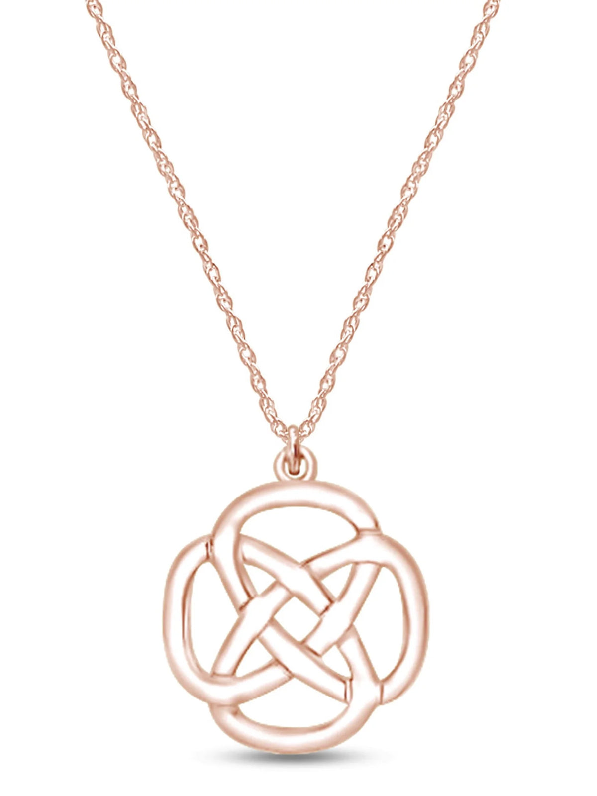 14k Rose Gold Plated 925 Sterling Silver Celtic Knot Pendant Necklace with 18" Rope Chain X2813