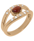 9k Rose Gold Natural Garnet & Diamond Womens Band Ring J55873