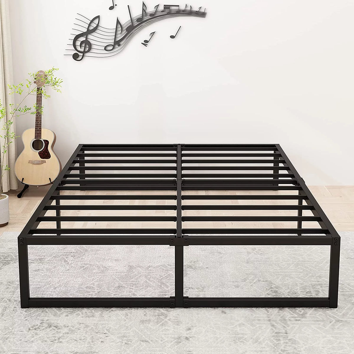 14 Inch California King Heavy Duty Metal Platform Bed Frame, Black B8587