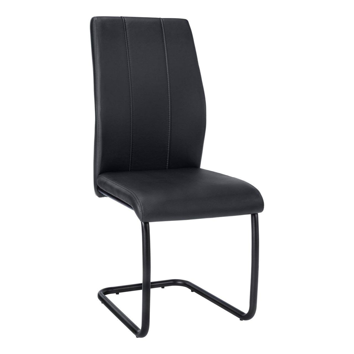 Black Leather-Look Metal Dining Chair 2pcs L24041