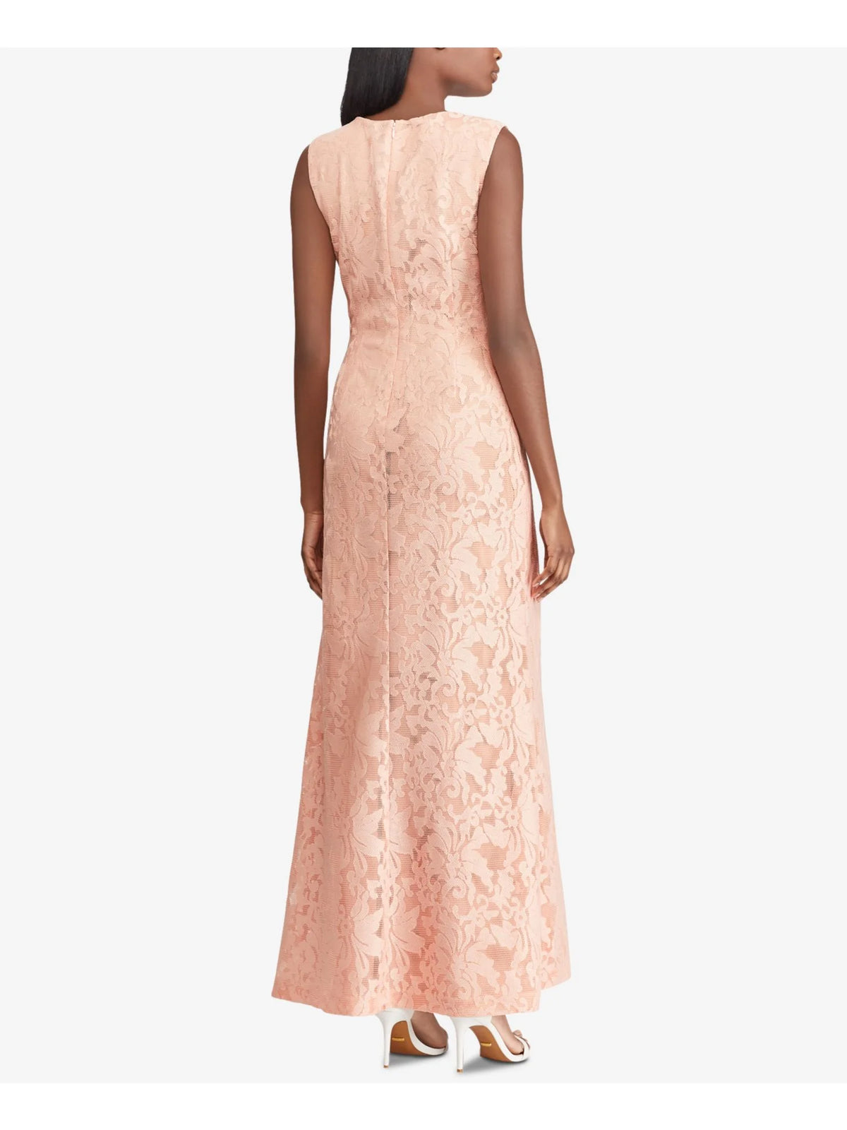 Pink Sleeveless V Neck Maxi Formal Dress S67229