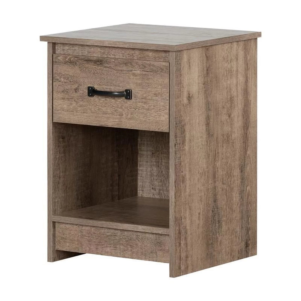 1 Drawer Wood Nightstand Set in Weathered Oak (Set of 2) R77652