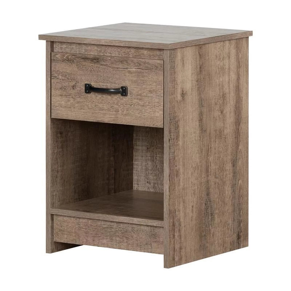 1 Drawer Wood Nightstand Set in Weathered Oak (Set of 2) R77652
