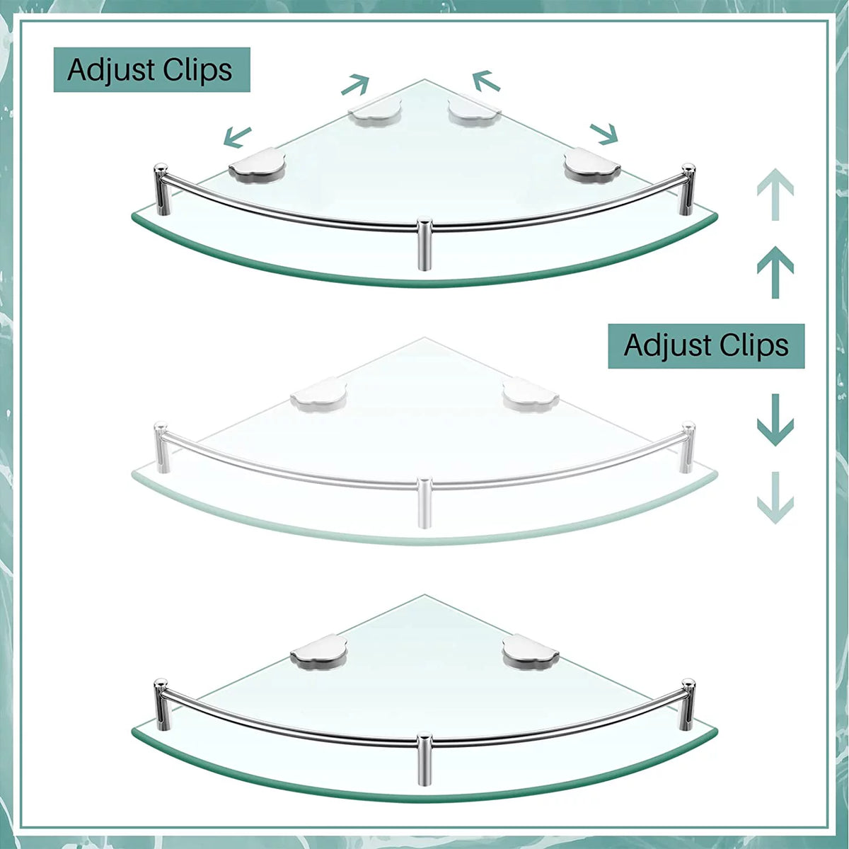 4 Pack Tempered Glass Floating Wall Shelves L9071