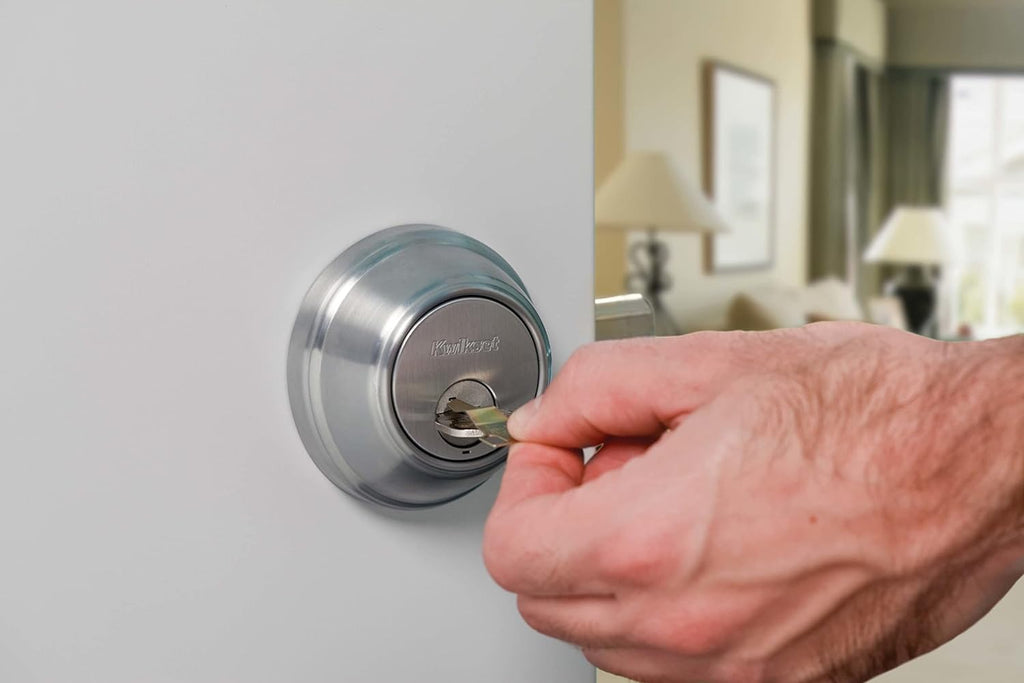 Single Cylinder Satin Nickel Deadbolt with SmartKey F654