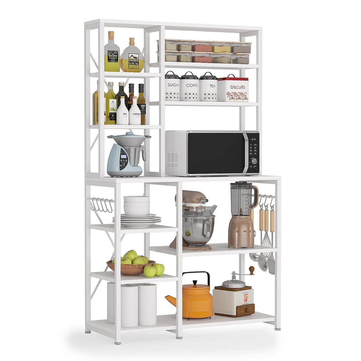 White Utility Storage Shelf Microwave Stand Z6115
