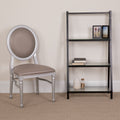 King Louis Dining Chair with Taupe Vinyl Back and Seat & Silver Frame P60835
