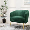 Green Velvet Accent Chair with Golden Metal Legs Q41681