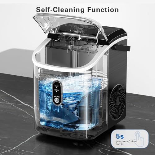 Countertop Nugget Ice Maker with Soft Chewable Pellet Ice, Self-Cleaning, Black L5197