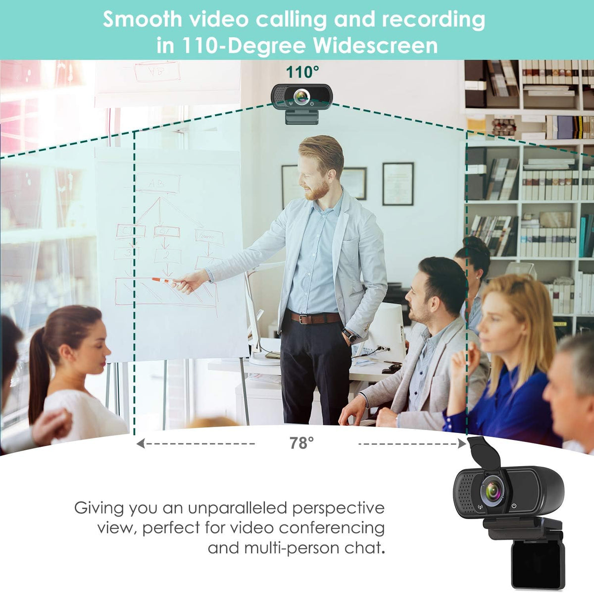 Black 1080P USB Webcam with Microphone L55053