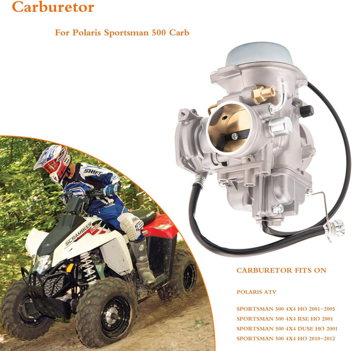 Carburetor for Polaris Sportsman 500 HO 4X4 2001-2005 & 2010-2012, Scrambler 500 4x4 1997-2009, Trail Boss 325 2000-2002 ATV Y102223