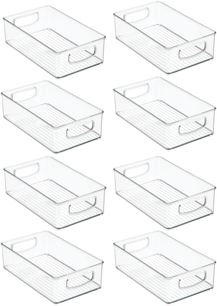 Clear Plastic Storage Container Bins with Handles, 8 Pack V239410