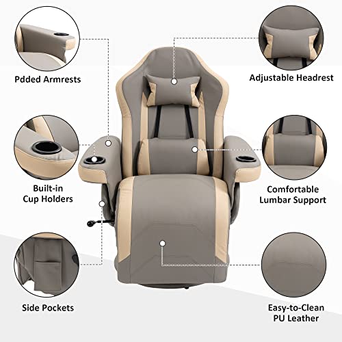 Manual Recliner Armchair PU Leather with Adjustable Leg Rest R344
