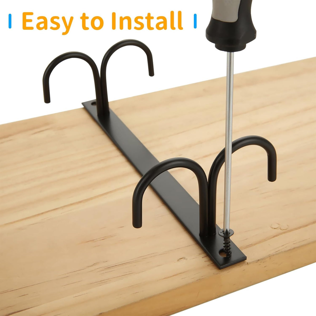 6 Pack Black Under Cabinet Mug Rack with 24 Hooks V42325