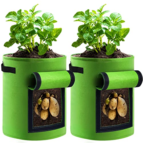 2 Pack 7 Gallon Potato Grow Bags with Handles and Access Flap Z675849